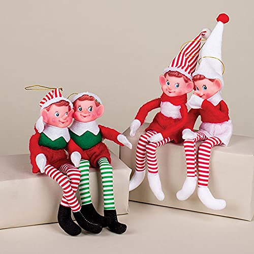 Red White Elf Doll Ornaments Pixie Figurines Set of 4