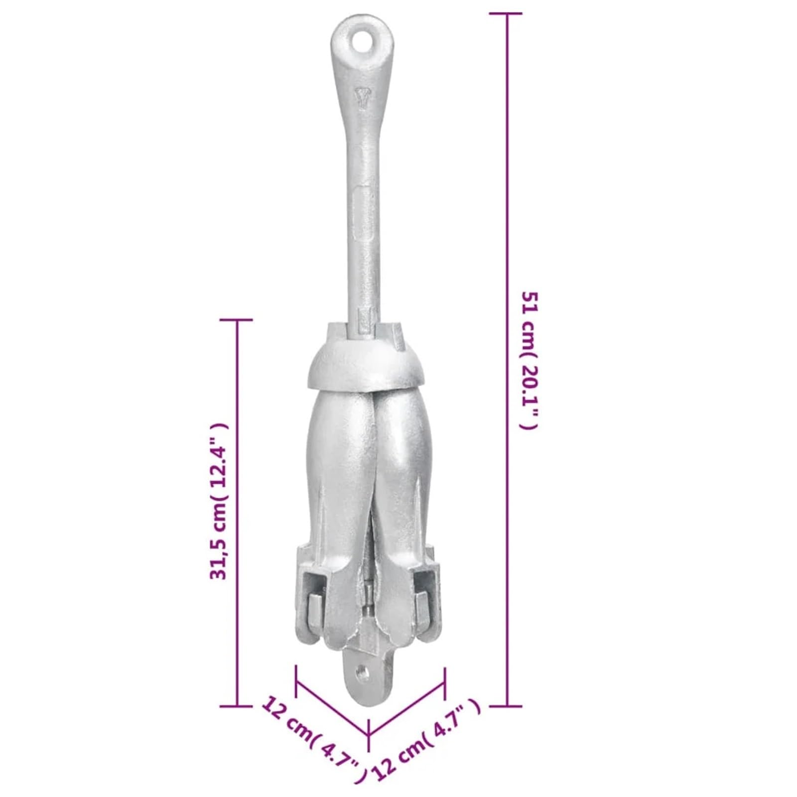 Ancora Pieghevole da 4/6/8 kg con Corda da 30 m Ancora Pieghevole in ghisa malleabile di Piccole imbarcazioni Come Barche a Vela, gommoni, Barche da Pesca Piccole Dimensioni