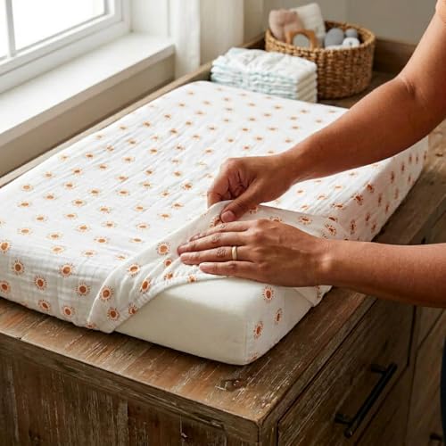 Housse de matelas à langer en coton doux Lulujo soleils drap table - 4