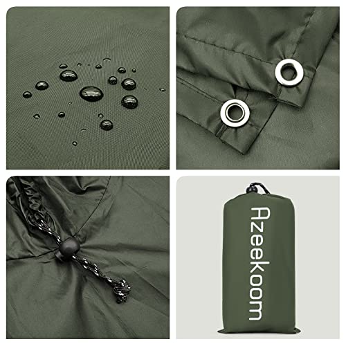 Azeekoom Regenjacke Regenponcho, Regenmantel Wasserdicht Unisex Camping Zelt Campingdecke 3 in 1 Multifunktionaler Regencape für Picknick im Freien Trekking Camping Angeln Jagd Ausflug (Grün)