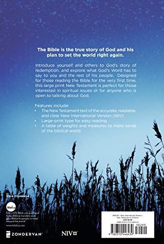 NIV, Outreach New Testament, Large Print, Paperback: New International Version, Blue Wheat