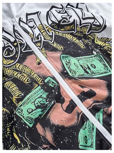 SOLY HUX Men's Graphic Zip Up Hoodie Sweatshirt Letter Print Y2k Vintage Long Sleeve Hooded Jacket Streetwear3