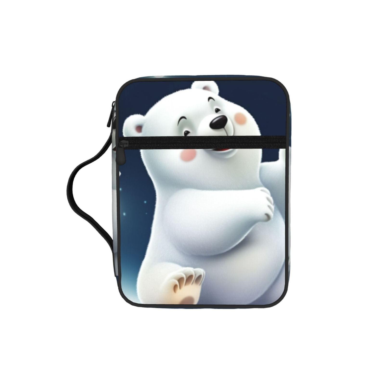 White Bear(1) Bible Cover Case Waterproof Bible Bag With Handle Organizer Storage Book Cover For Bible Study