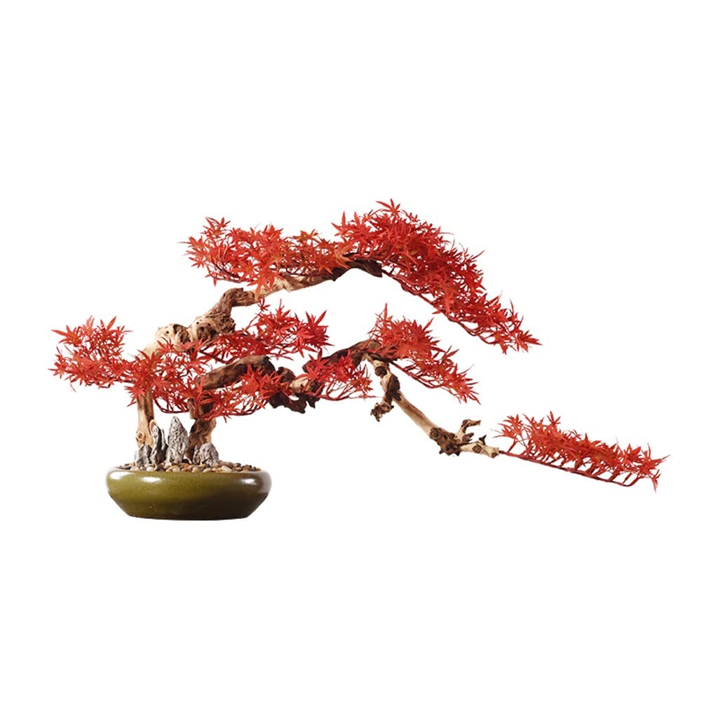 KANBUN Simulation Tree Artificial Bonsai Tree 17 Inches Artificial Plant Japanese Maple Trees Zen Garden Decoration Ornaments for Home Office Desktop Decor Indoor Artificial Bonsai Tree