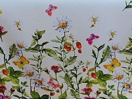 Tablecloth 85 x 85 cm Summer Easy Care White Summer Meadow Strawberries Colourful Garden Blanket, Multicoloured - Image 2