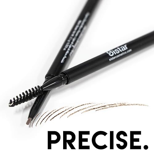 Miniatura 6 de Sistar Lápiz de cejas micro definidor de cejas resistente al agua, relleno y forma ultra fino de doble extremo (marrón cálido)