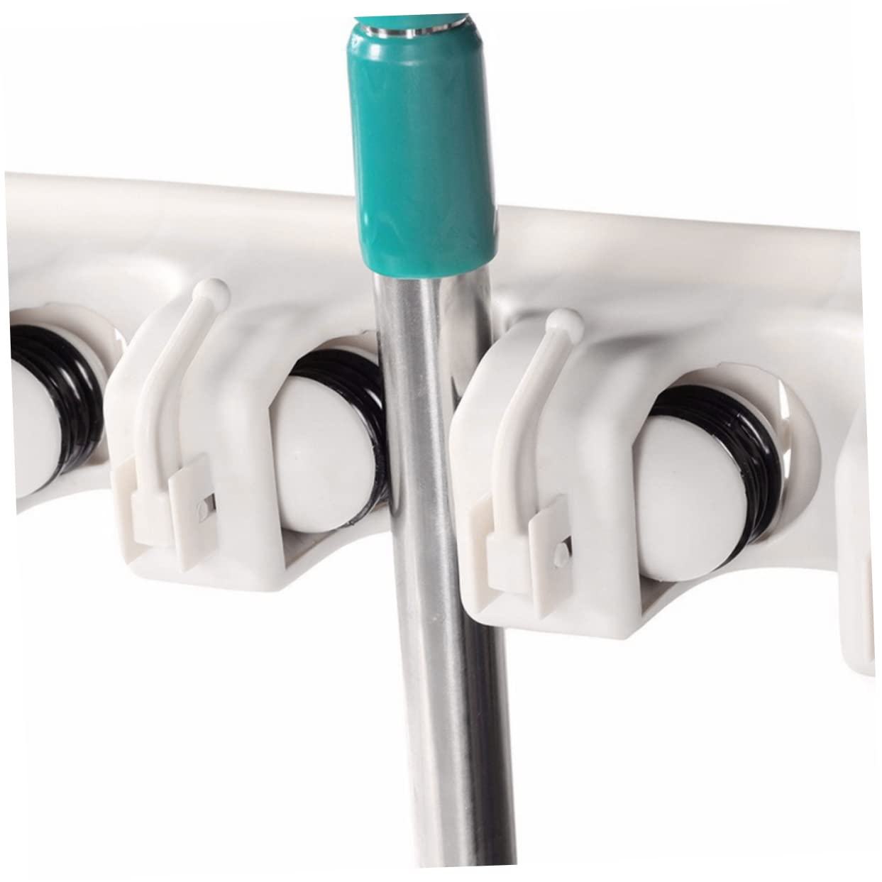 Alipis Porta Scope da Parete Multifunzionale in Plastica Abs Beige con 6 Ganci Antiscivolo per Lavanderia e Giardino con 5 Posizioni e Accessori Inclusi