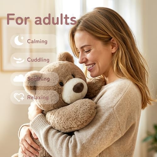 Image of Niuniu Daddy 20 inch 3.3 lb Weighted Bear Stuffed Animal for Adults Kids, Giant Large Lying Teddy Bear Plush Toy, Soft Brown Bear Body Pillow for Sleeping, Gift for Christmas Birthday Holidays