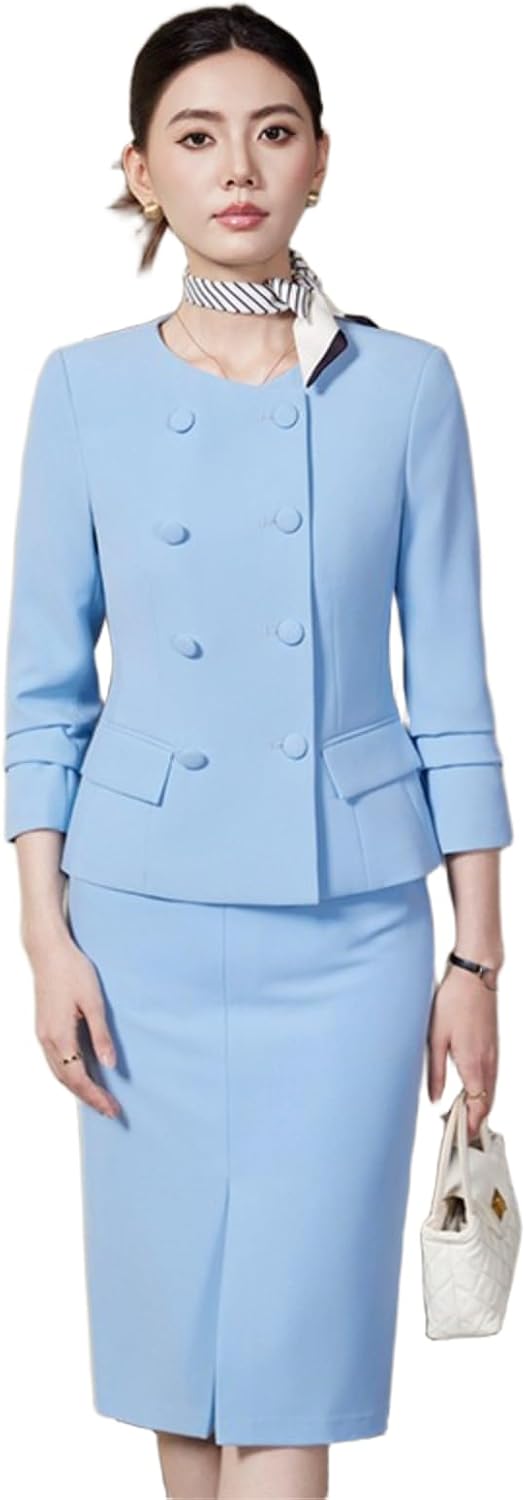 Spring Fall Blazer Suit Set Women's Interview Business Formal Skirt Suit