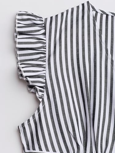 Image of CUPSHE Women's Striped Summer Dresses V Neck Casual Mini Dress Flutter Sleeve Ruffle Button Sundresses
