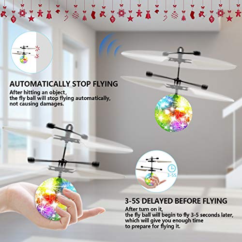 kizplays UTTORA Flying Ball Kids Toys Flying Toys for Kids Hand Control LED Disco Lights RC Flying Drone Toys for Boys Girls 7 8 9 10 11 12 Birthday Indoor Outdoor Rechargeable