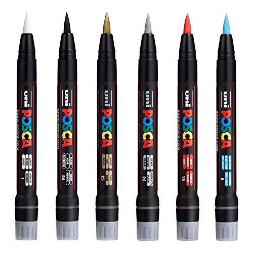 Posca Uni PCF-350 Brush Tip Marker Paint Art Ballpoint Pen - Fabr...