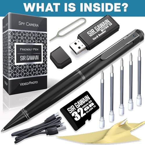 Image of SIRGAWAIN 1080P Body Camera Pen [Upgraded 2024] - Body Cam with HD Video or Picture Taking, SD Card Storage, and Manual Control for Privacy Compliance (32GBSIRGAWAINPEN)