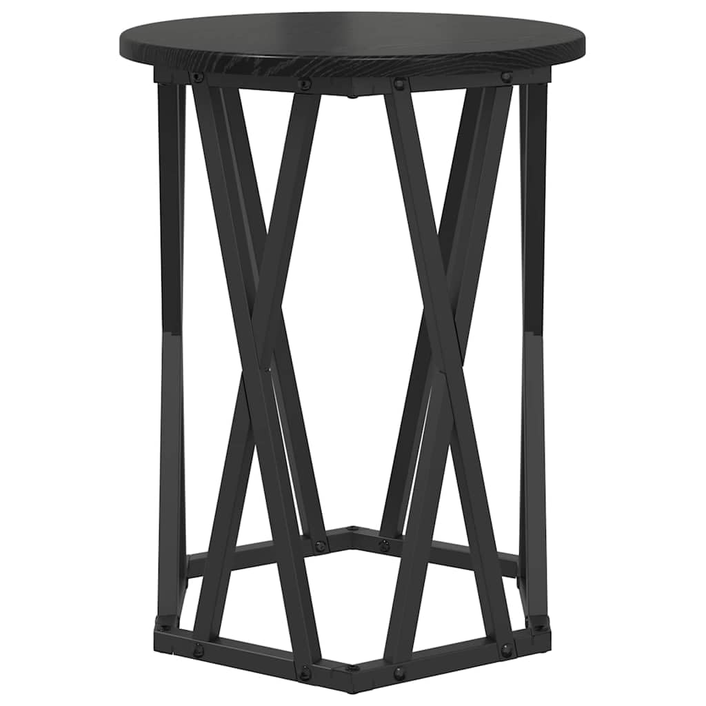 Juego de 2 mesas auxiliares de madera de roble negro, hexagonales, modernas, para salón, con diseño duradero