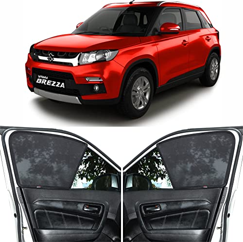 Image of Able Zed Black Half Car Magnetic Sun Shade Curtains for Maruti Vitara BREZZA Type-I Set of 4 Pcs (Before 2022 Model)