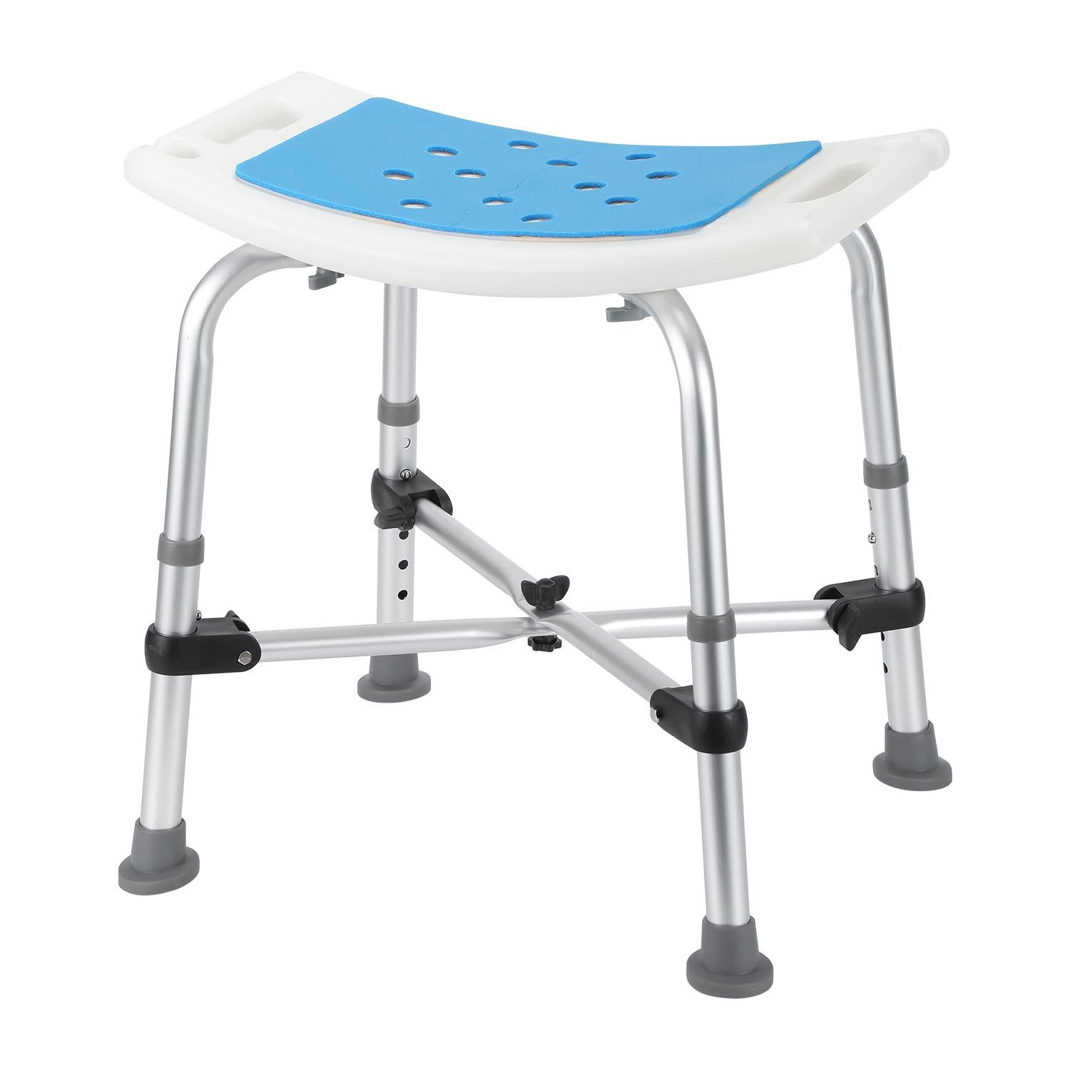 Taburete de ducha para personas mayores, altura regulable, 180 kg, silla de ducha para personas mayores, con barra transversal doble reforzada y alfombrilla antideslizante, taburete de baño