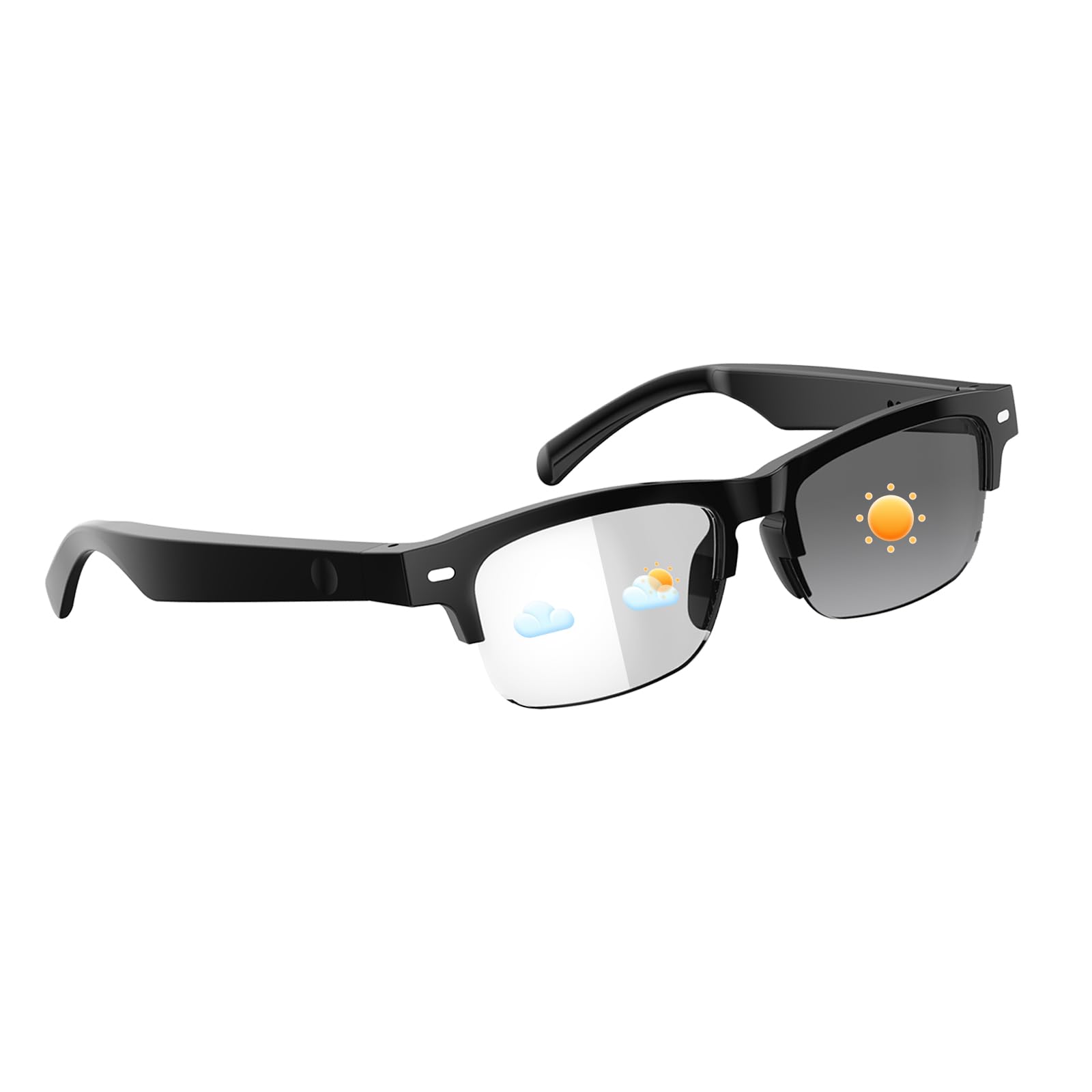 Smart Glasses for Women Men Anti- Blue Light Lenses Half Frame Design Open-Ear Speaker Intelligent Control Hands-Free Calls