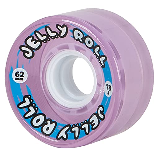 V N L A Backspin Jelly Roll Outdoor Roller Skate Wheels - 62mm 78A Hardness, Transparent Urethane - 8 Pack/Purple