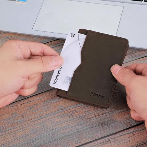 RFID Blocking Slim Wallet for Men | Thin Bifold Credit Card Holder Wallet | Mens Wallet Slim Business Card Case | Minimalist Front Pocket wallet with Gift Box (Genuine Full Grain Soft Leather)2