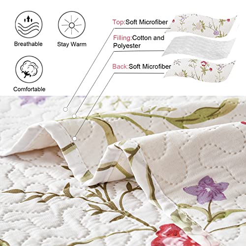 Image of Hailea Twin Daybed Cover Floral Daybed Comforter Set 3 Piece Reversible Cozy Day Bed Cover Double Sided Quilting Bedding Flower DayBed Bedding All Season for Twin Bed with 2 Standard Shams,39 inchx75 inch