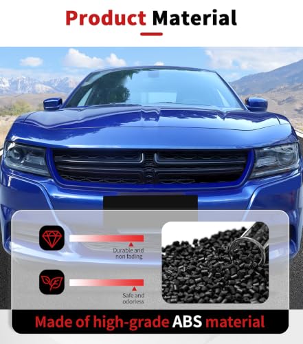 Image of Voodonala for Charger Front Grille Inserts Trim for 2015-2023 Dodge Charger, Radiator Grill Cover Protector, ABS Blue Exterior Accessories, 2PCS