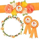 Little Cutie Citrus Maternity Sash Mom to Be & Daddy to Be Corsage Orange Clementine Flower Crown Pregnancy Sash Decoration Autumn Baby Shower Kit Party Favors Pregnancy Photo Prop Gift