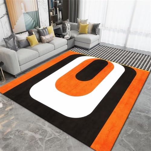DJHWWD Kinderteppich Teppich Wohnzimmer Orange Streifen Geometrische Muster Restaurant Waschbar...