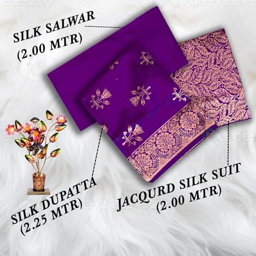 Image of Women's Banarasi Silk Unstitched Salwar Suit Dress Material with Dupatta, Unstitched Salwar Suit Set with Dupatta, Salwar Material for Women, Salwar Material for Women Unstitched