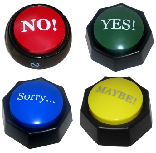 Zany Toys 4 Button Bundle. The YES, NO, SORRY and MAYBE Talking Buttons