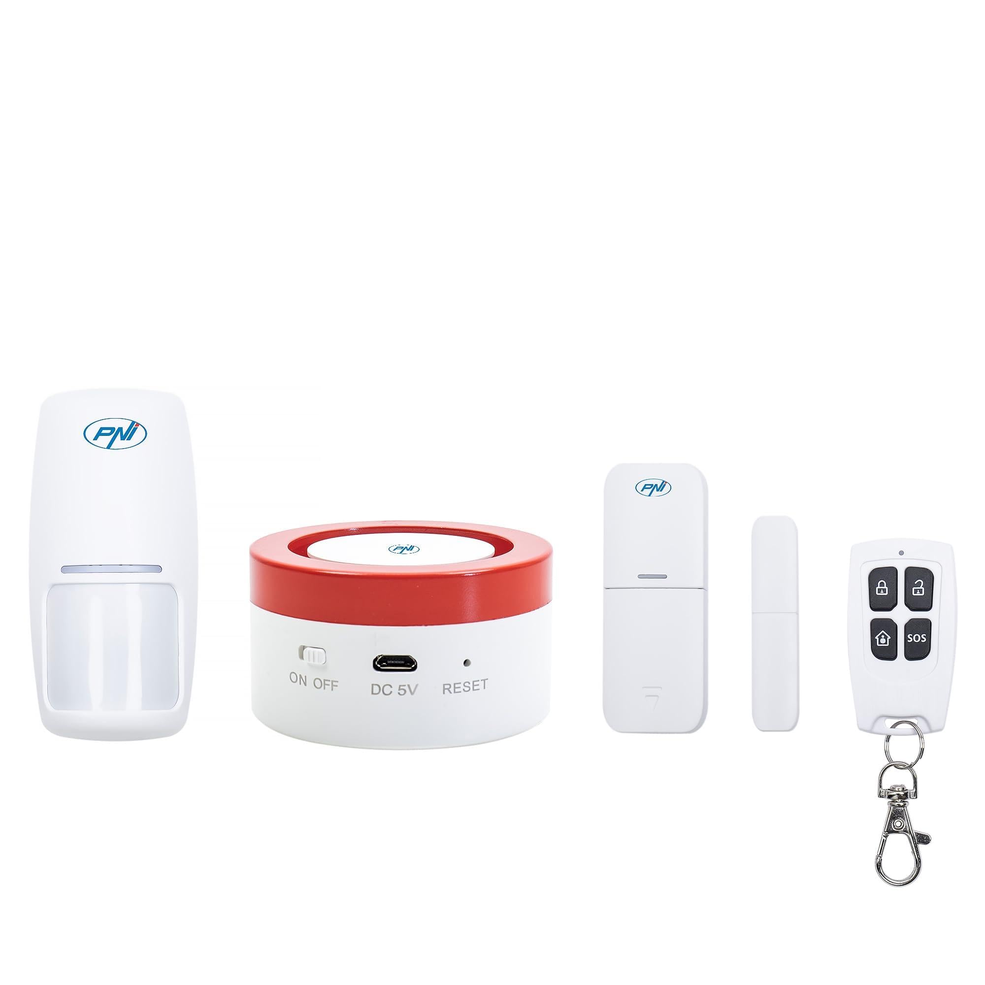 Lot de 2 systèmes d'alarme sans Fil PNI Safe House PG600LR Connexion sans Fil, Alarme antivol, Alarme sans Fil, Alerte Intelligente Via l'application Tuya Smart