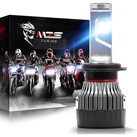 MZS Motorcycle H7 LED Headlight Bulb Single Compatible Motorbike,Mini High/Low Conversion Kit CREE Chips 6500K White 5000Lm Extremely Bright (1Piece) Cover
