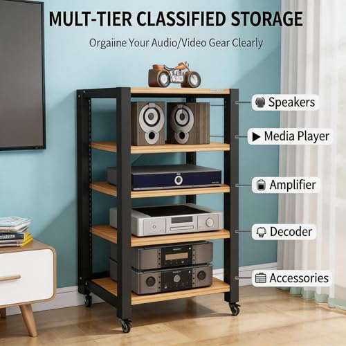 Support multimédia home cinéma étagère stéréo meuble hifi roulettes