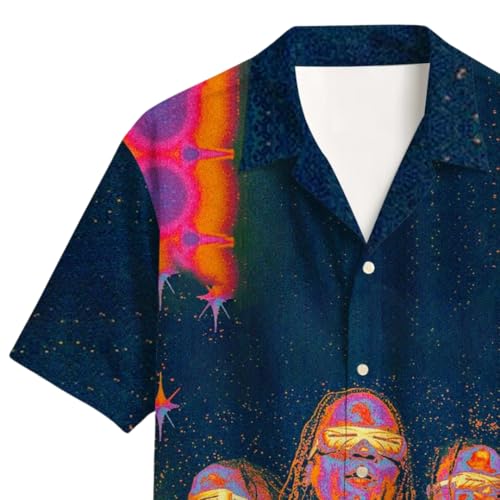 Image of Men's Floral Button-Down Shirt, Cotton Blend Stretchable, Casual Printed Striped Stylish Shirt