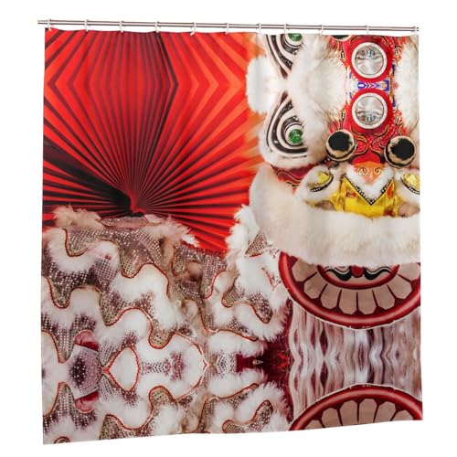 Rideau de douche imperméable imprimé danse du lion de 183x183 cm - 2
