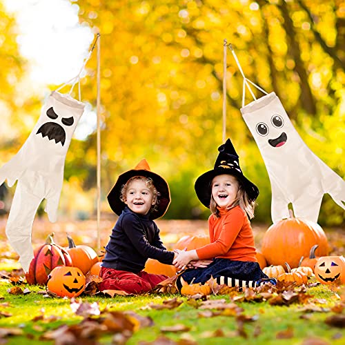 Monyus 43 inch Halloween Ghost Hanging Decorations, Ghost Flag Windsocks for Home Yard Halloween Outdoor Decorations Party Supplies (2 Pieces) - Thumbnail 7