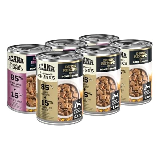 ACANA Premium Chunks in Bone Broth Grain-Free Wet Dog Food Variety Pack: Lamb + Duck Recipes 12.8oz Cans (6 Count, 3 of Each)