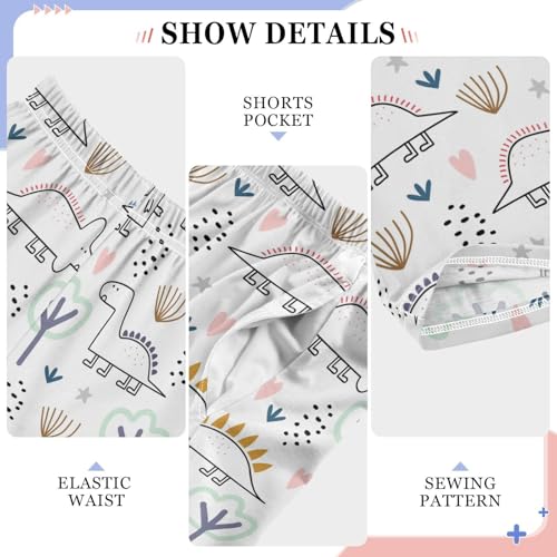 ZZXXB Dino Pattern Boys Long Pants Soft Trousers Elastic Waist Kids Lounge Bottoms with Pockets S-XL4