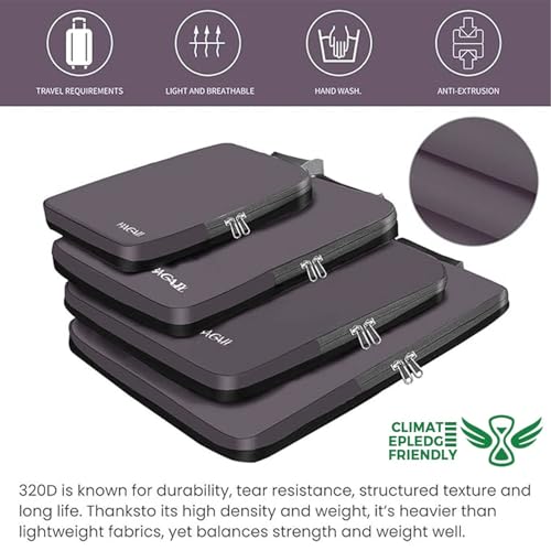 Image of BAGAIL 4 Set /6 Set /8 Set Compression Packing Cubes Travel Accessories Expandable Packing Organizers (Cloth Pattern, 4-Dark Greyish)
