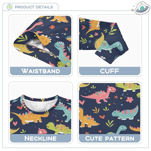 JUNZAN Cute Funny Kids Colorful Dinosaurs Kids Boys Hooded Sweatshirt Crewneck Boys Sweat Shirt Party 4T3