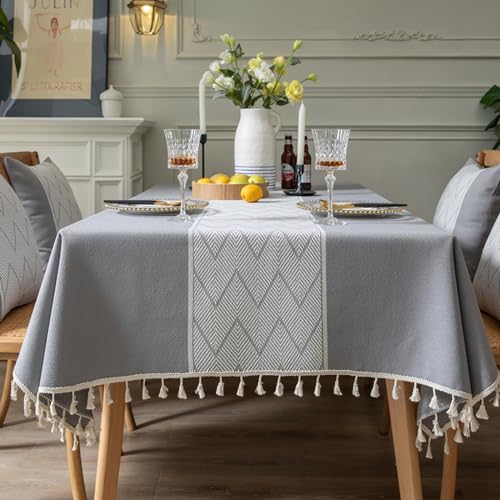 Nappe de table decoration jacquard gris pour repas de fête