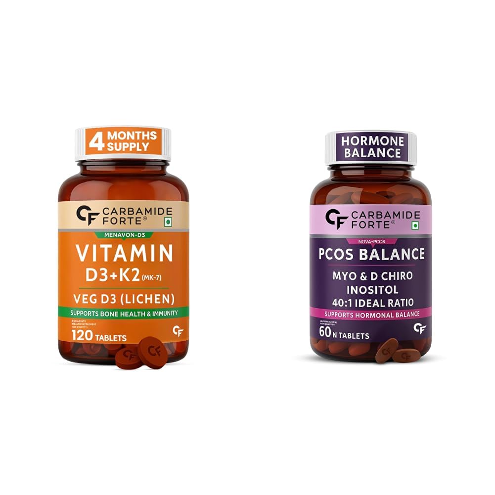 Carbamide Forte Vitamin D Tablets | Vitamin D3 K2 Supplement to support Bone & Heart Health | Veg D3 Lichen -120 Tablets & PCOS Supplement with Myo Inositol & D Chiro Inositol in an ideal 40:1 ratio-image-8