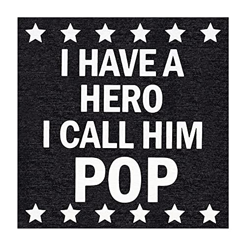 JennyGems Gifts for Pop, I Have a Hero I Call Him Pop, Wood Sign, 5.5x5.5 Inches, Pop Gifts, Christmas Presents for Pop, Pop Birthday Gifts, Pop Decor, American Made
