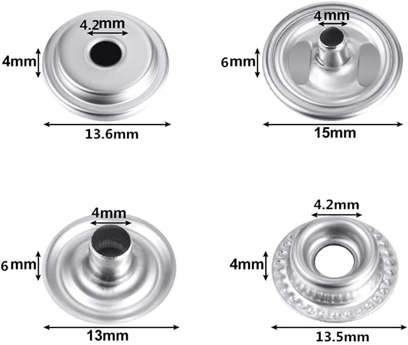 200 Pieces Stainless Steel Snap Fastener Kit, BetterJonny 15mm Heavy Duty Snap Button Press Stud Cap with Pliers and 3 Setting Tools for Marine Boat Canvas Bag Leather DIY Craft
