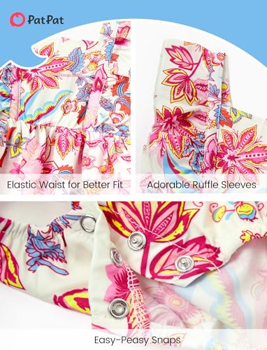 Image of PATPAT Family Hawaiian Matching Outfits - Mommy and Me Vacation Outfits | Halter Sundresses and Button Down Shirts,Caribbean Vacation Summer Tropical Outfits,Hawaiian Boho Tropical Floral Printed
