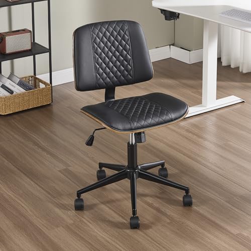 Image of Armless Rolling Office Desk Chair, Adjustable Height Computer Chair, Black