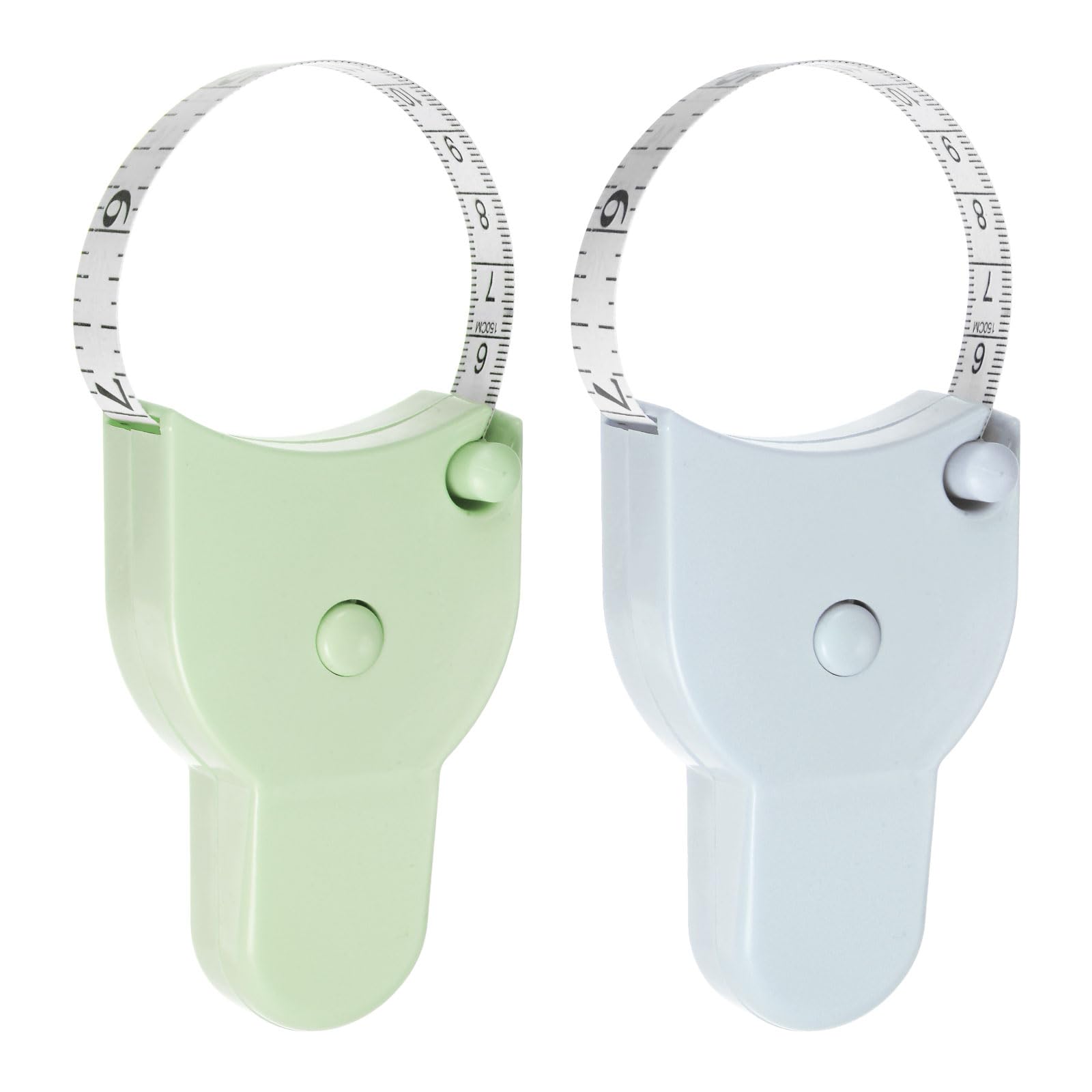 Generic 2 cintas métricas telescópicas automáticas de 150 cm, cinta métrica retráctil con pasador de bloqueo y botón para medidas corporales, costura, tela, tela, verde, azul