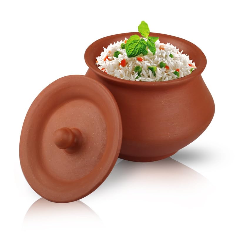 Bhanvi 900ml Handcrafted Terracotta Brown Mitti Round Curd Handi | Traditional Earthenware for Authentic Taste and Natural Storage R2