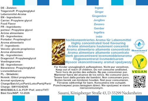 Gingembre arôme concentré Sasami 100 ml formule pure vegan