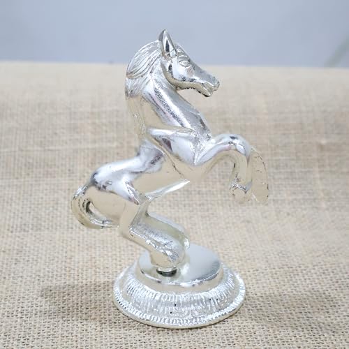 Image of KridayKraft Jumping Horse Metal Statue for Wealth Table Top Figurine for Living Room Bedroom Home Office Animal Decorative Showpiece Feng Shui Vanstu Sculpture for Gift Purpose. (Silver)