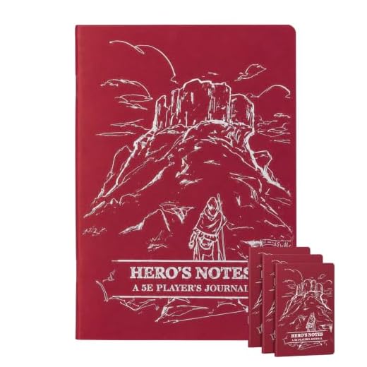 DUNGEON CRAFT DND Player Character Journal Notebook 3-Pack, Red for 5E RPG